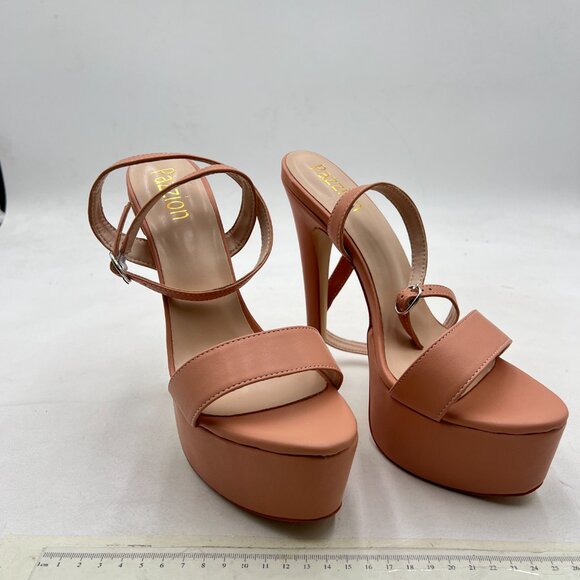 Pazzion Nude Stilettos Super High Heels Open Toe Platform Ankle Strap Sandals - Picture 4 of 8